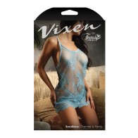 Vixen Lace Chemise G-string Set Blue