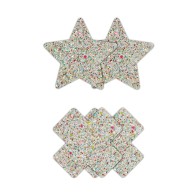 Pretty Pasties Star & Cross Glow in the Dark - 2 Pair