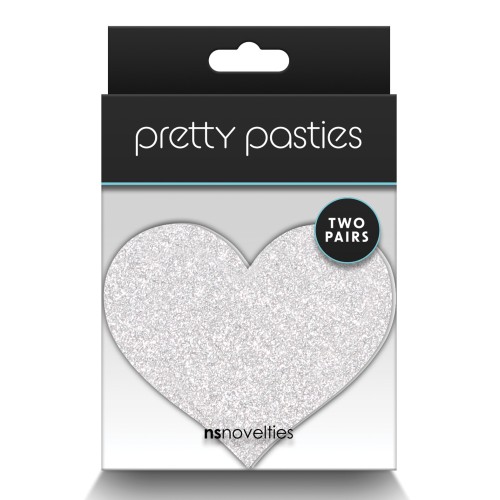 Pasties Brillantes Corazones - Rojo/Silver - 2 Pairs