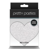 Pasties Brillantes Corazones - Rojo/Silver - 2 Pairs