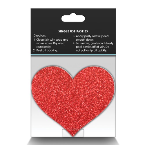 Pasties Brillantes Corazones - Rojo/Silver - 2 Pairs