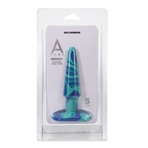 A Play 5.5" Groovy Silicone Anal Plug - Ocean