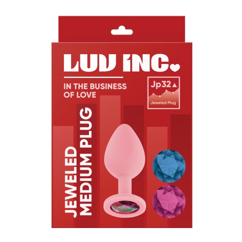 Luv Inc. Jeweled Silicone Butt Plug Medium Pink