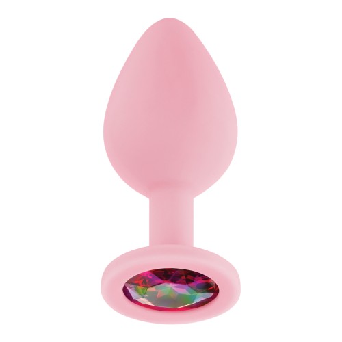 Plug Anal de Silicona con Piedras Luv Inc. Rosa Claro Medio