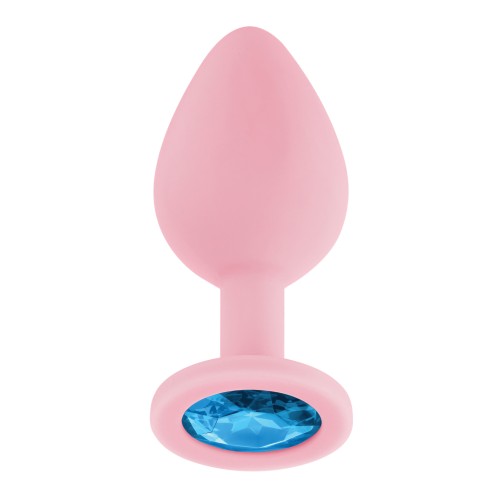 Plug Anal de Silicona con Piedras Luv Inc. Rosa Claro Medio