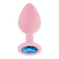 Plug Anal de Silicona con Piedras Luv Inc. Rosa Claro Medio