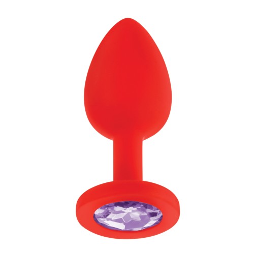 Plug Anal de Silicona con Joyas Luv Inc. Rojo Pequeño