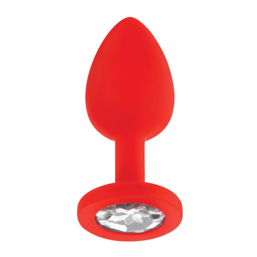 Plug Anal de Silicona con Joyas Luv Inc. Rojo Pequeño