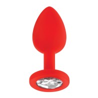 Plug Anal de Silicona con Joyas Luv Inc. Rojo Pequeño