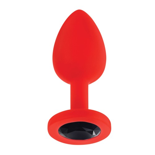 Plug Anal de Silicona con Joyas Luv Inc. Rojo Pequeño