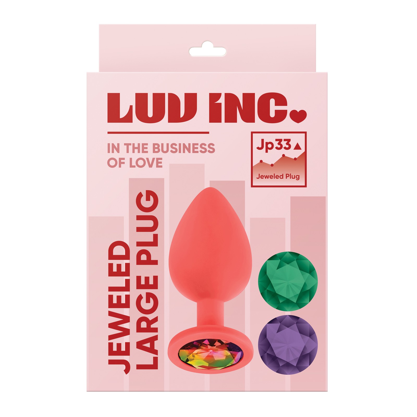 Luv Inc. Jeweled Silicone Butt Plug Large - Coral Glamour