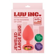 Luv Inc. Jeweled Silicone Butt Plug Large - Coral Glamour