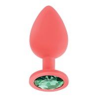 Plug Anal de Silicona con Joyas Luv Inc. Grande - Coral Glamour