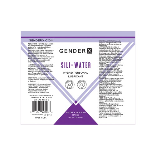 Gender X Sili-Water Personal Lubricant - 4 oz