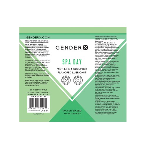 Gender X Flavored Lube 4 oz Spa Day