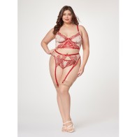 Sheer Stretch Floral Bustier and Garter Set