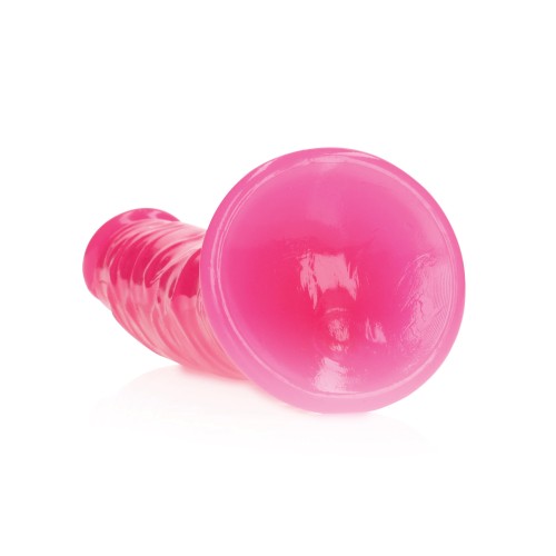 Dildo Slim de 7' RealRock que Brilla en la Oscuridad - Rosa Neón