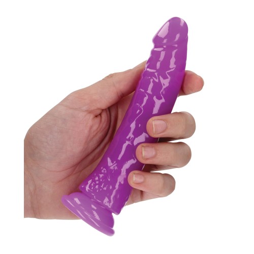 Shots RealRock 6" Slim Dildo Glow in the Dark - Neon Purple