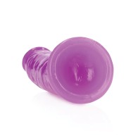 Dildo Slim de 6" RealRock Brilla en la Oscuridad - Púrpura Neón