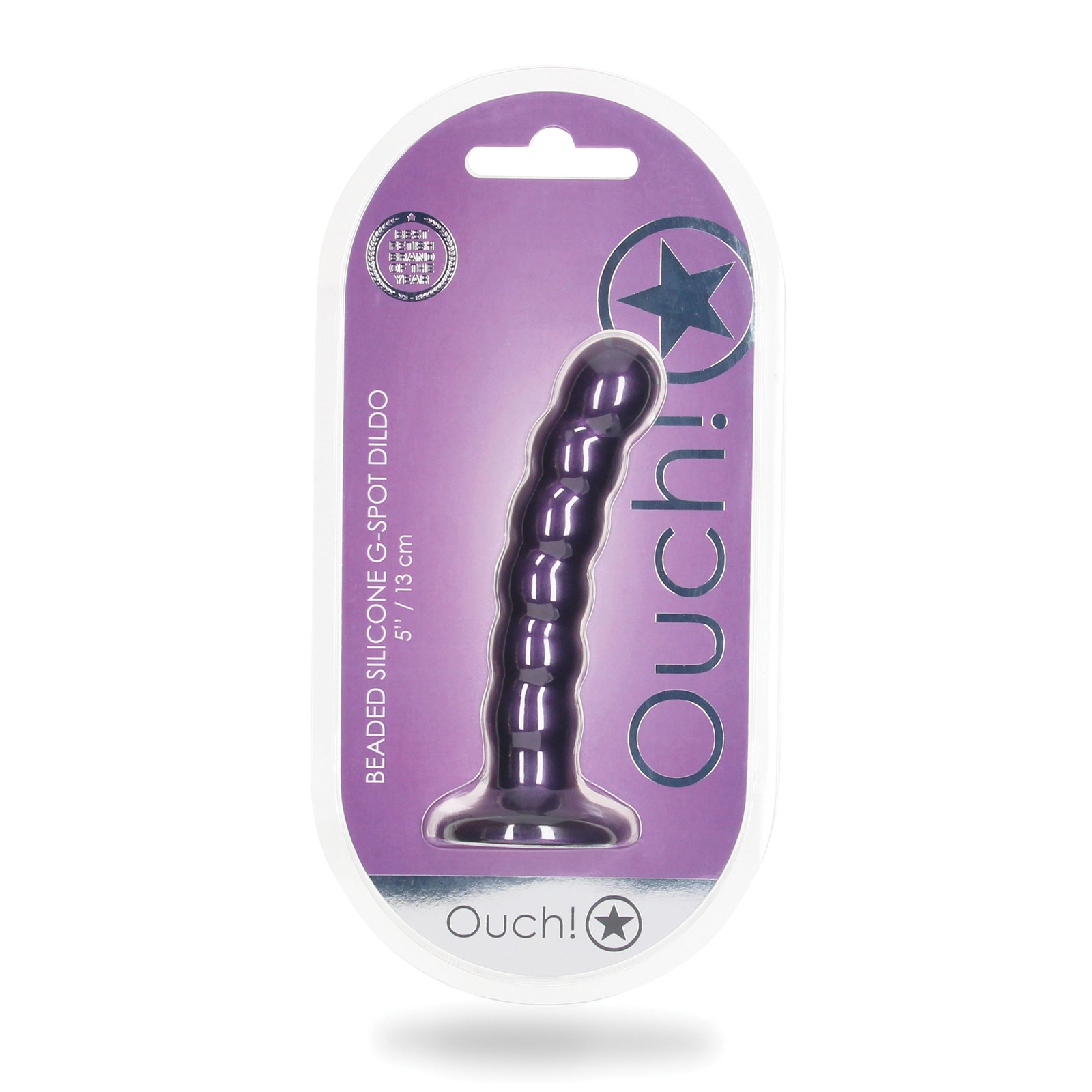 Shots Ouch 5 Inch Beaded G-Spot Dildo Metallic Purple