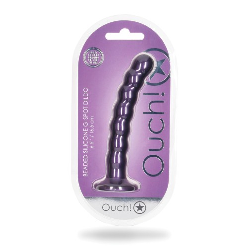 Shots Ouch 6.5 Beaded G-Spot Dildo Metallic Purple