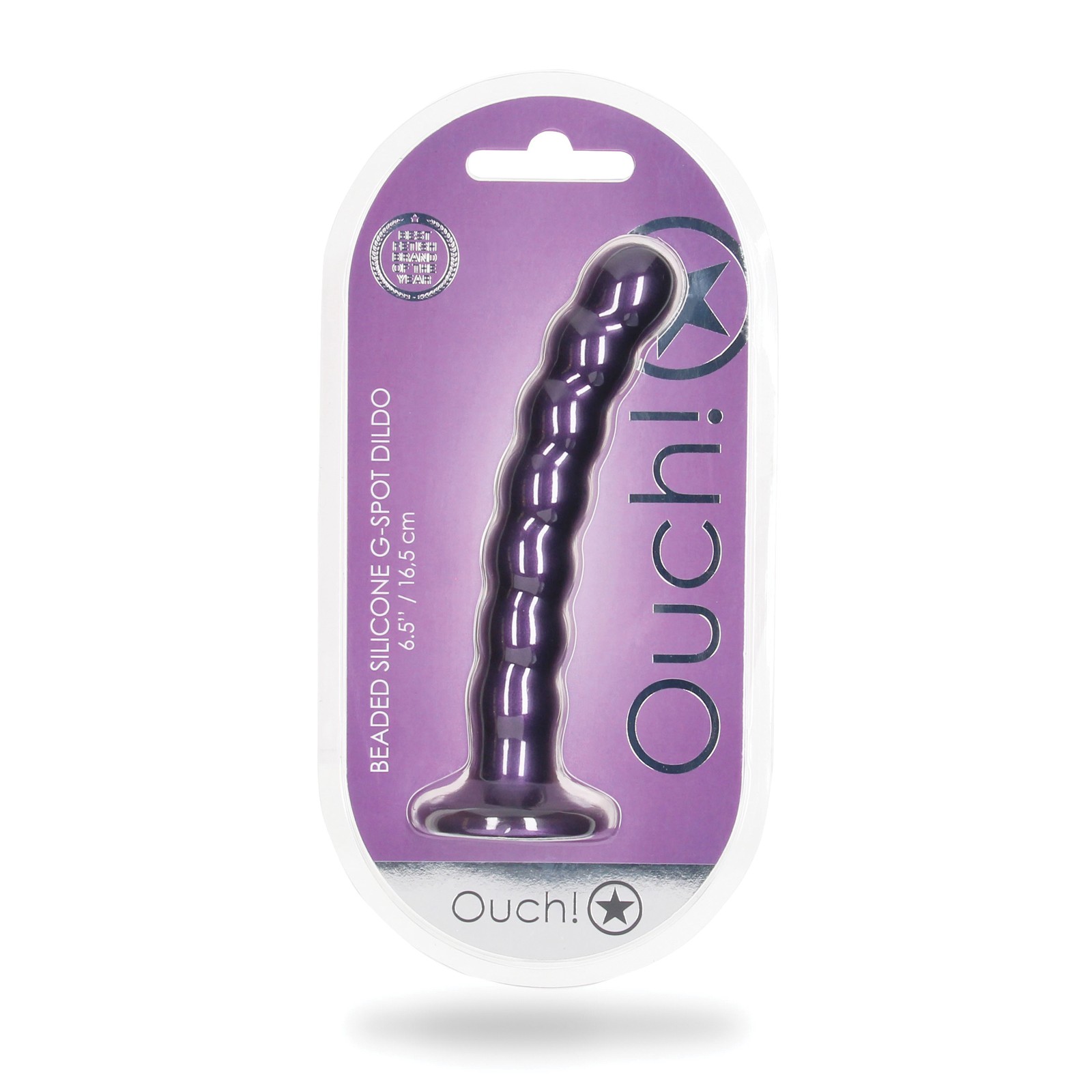 Shots Ouch 6.5 Beaded G-Spot Dildo Metallic Purple