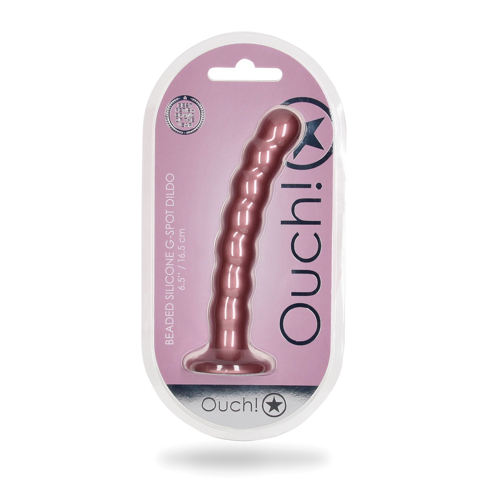 Shots Ouch 6.5" Beaded G-Spot Dildo - Rose Gold