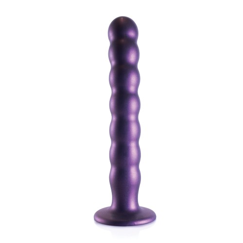 Dildo de G-Spot con Perlas 8" Púrpura Metálico