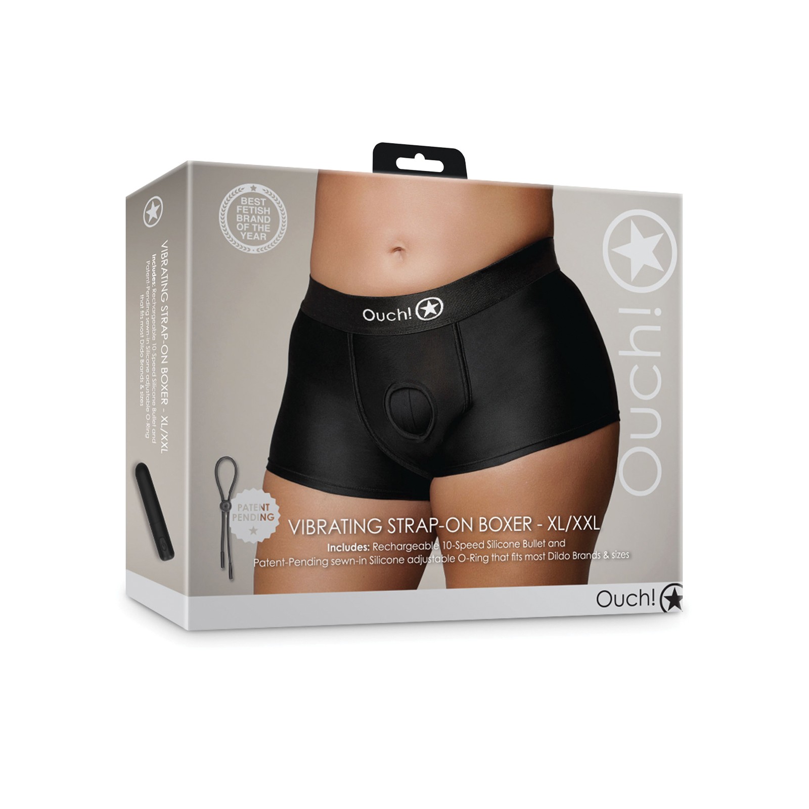 Boxer Vibrante Strap-On Ouch - Negro XL/XXL