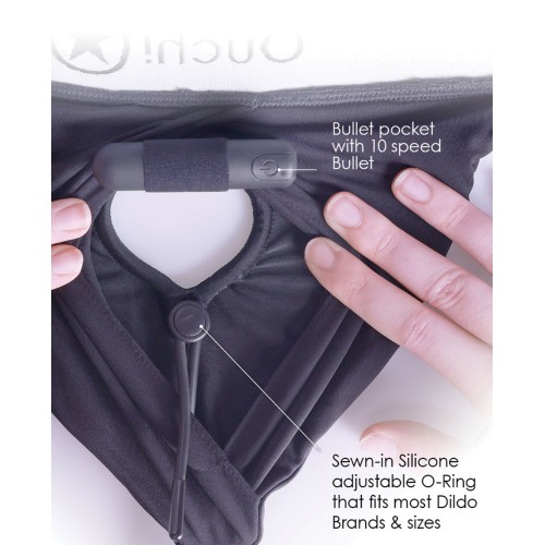 Shots Ouch Vibrating Strap-On Boxer - Black XL/XXL