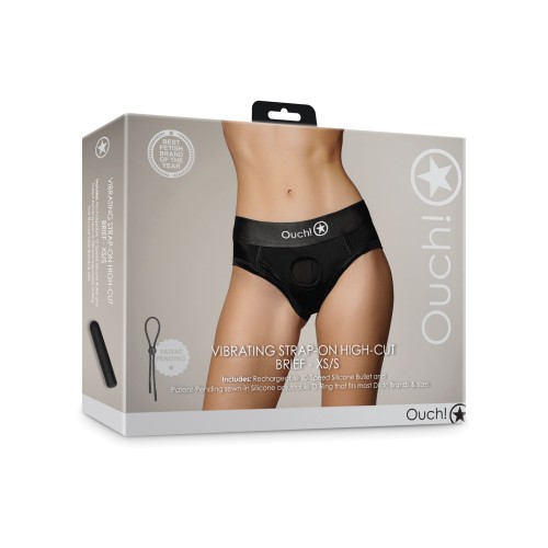 Shots Ouch Vibrating Strap-On Brief - Black