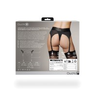 Shots Ouch Vibrating Strap-On Thong with Garters Black XS/S