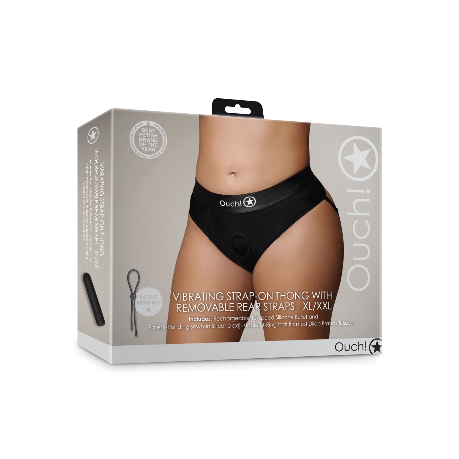 Thong Strap On Vibrante Shots Ouch Negro XL/XXL