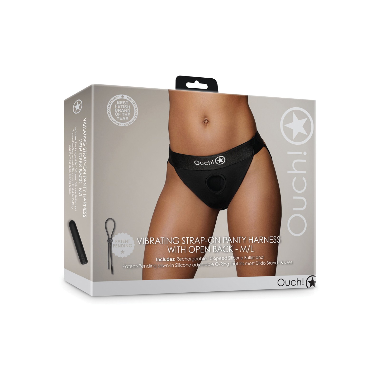 Arnés de Panty Strap-On Vibrante Ouch - Negro