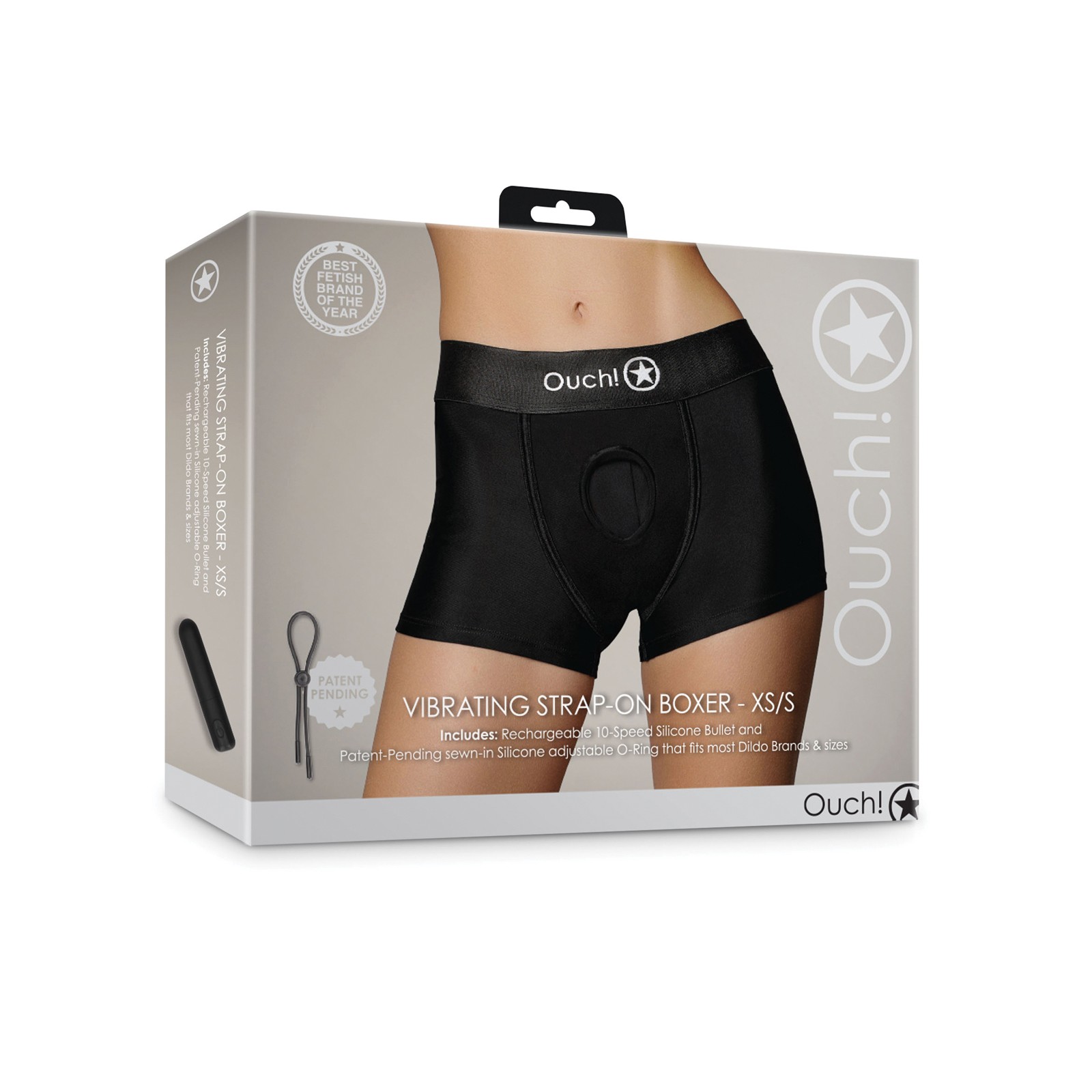 Shots Ouch Vibrating Strap-On Boxer for Couples