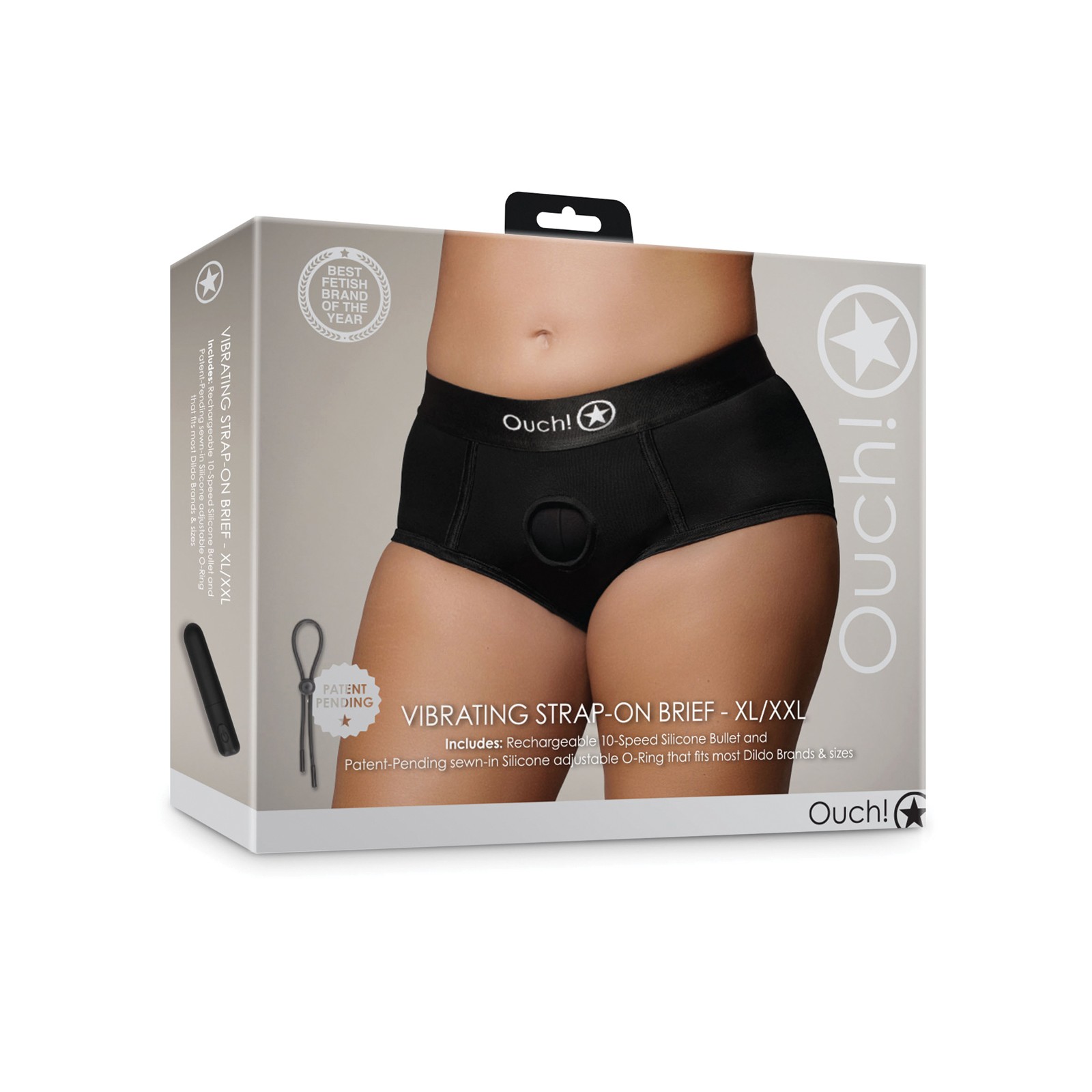 Shots Ouch Vibrating Strap On Brief - Black XL/XXL