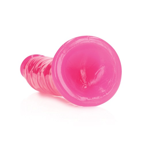 Dildo Slim RealRock que Brilla en la Oscuridad - Rosa Neón