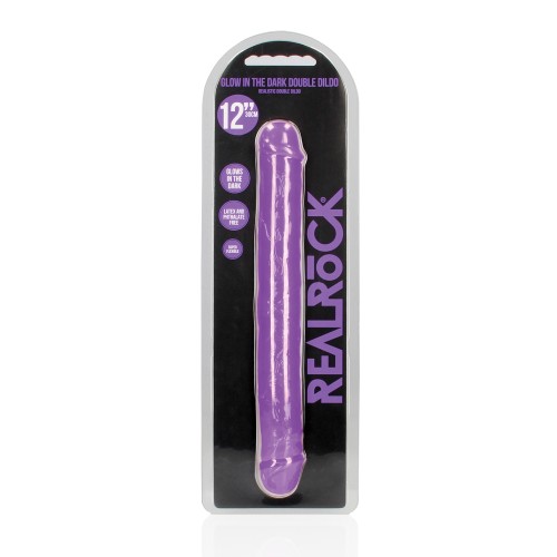 Shot RealRock Doble Pene 12" Brilla en la Oscuridad - Púrpura Neón