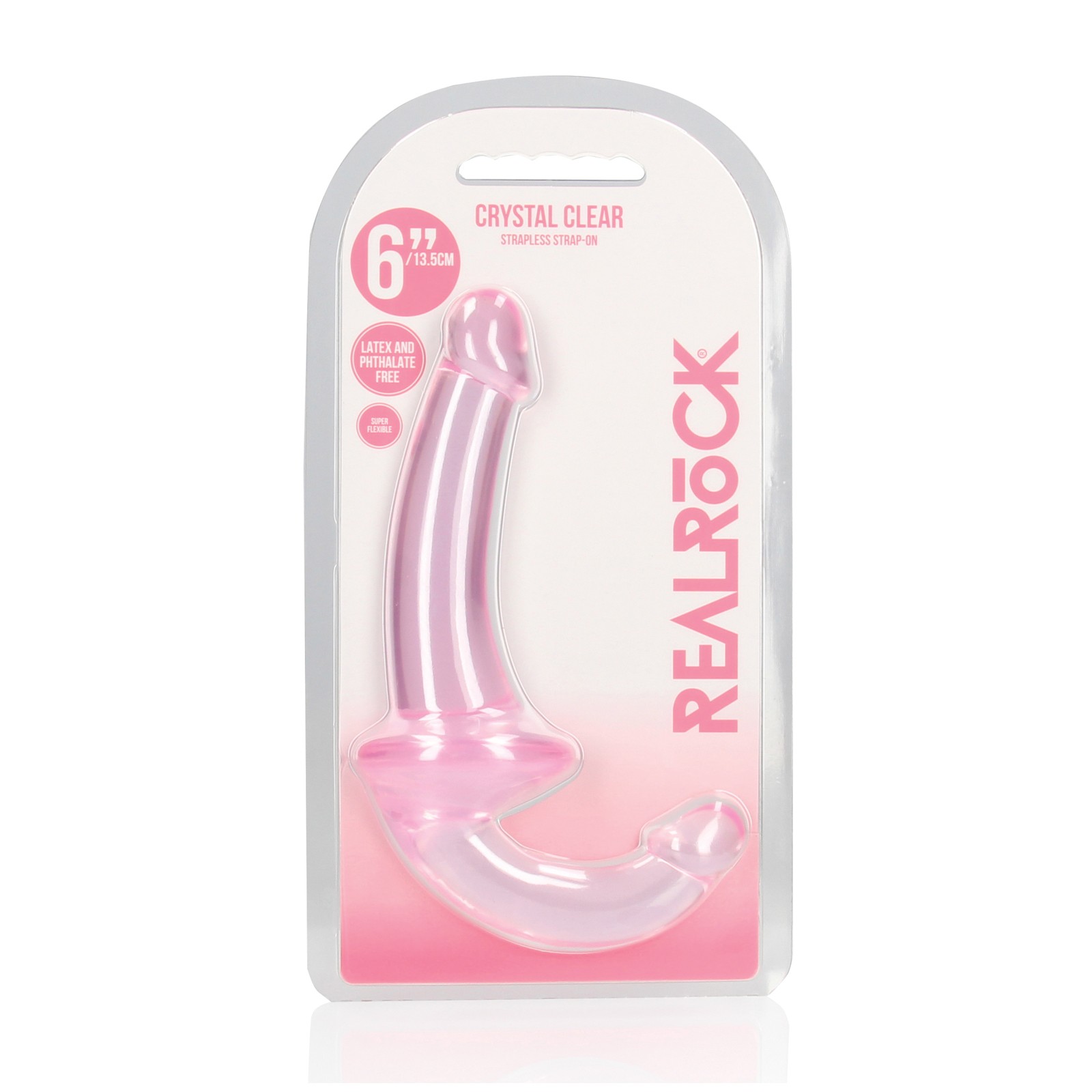 Shots RealRock Crystal Clear Strapless Strap-On - Pink