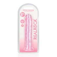 Dildo Transparente RealRock de 8" con Ventosa Rosa