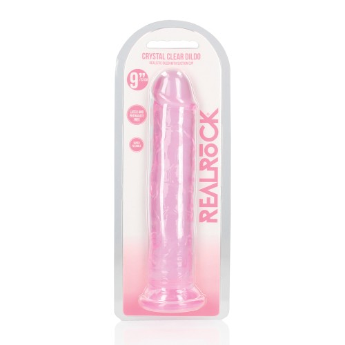 Dildo Recto Transparente RealRock 9" con Ventosa Rosa