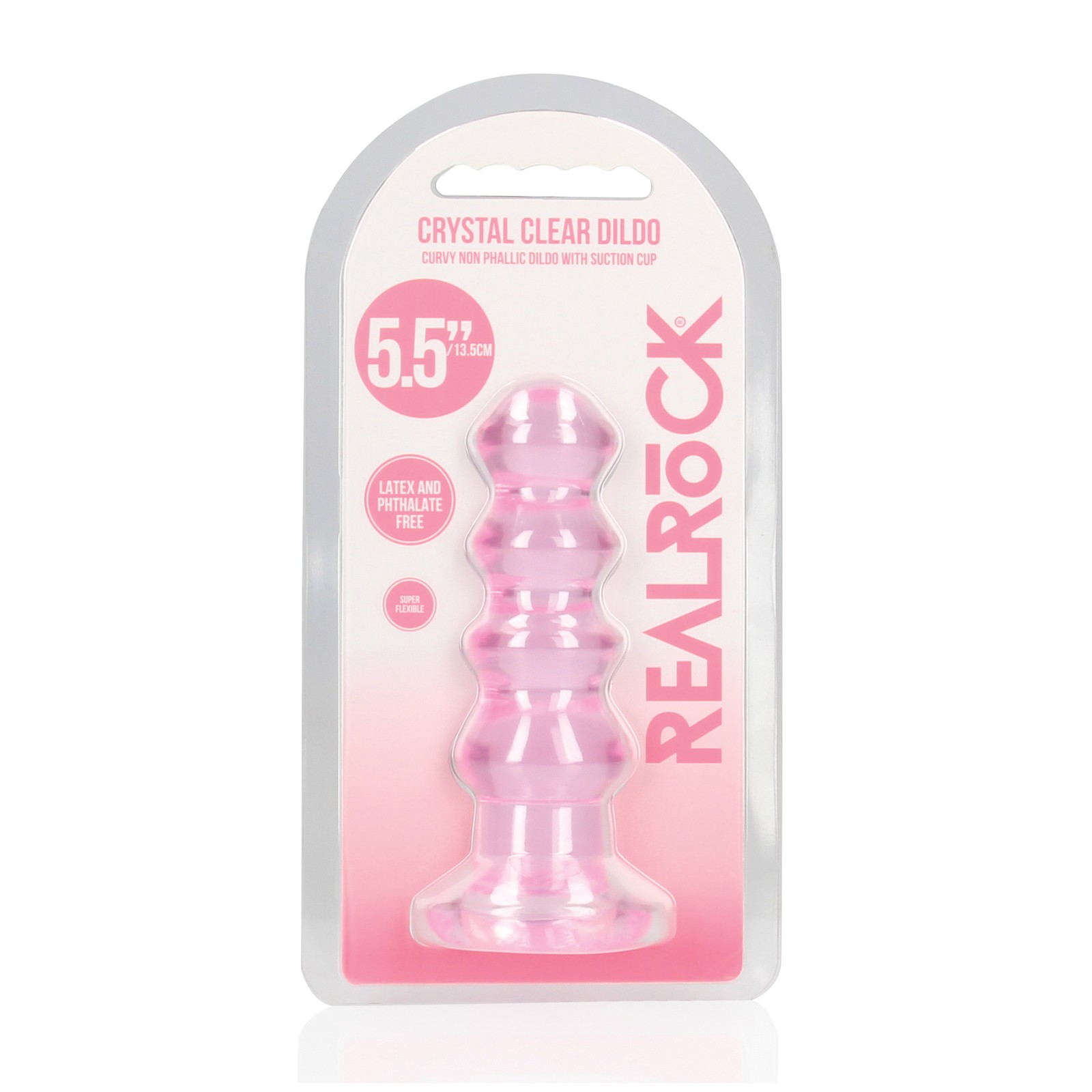 Crystal Clear Curvy Dildo/Butt Plug - Pink