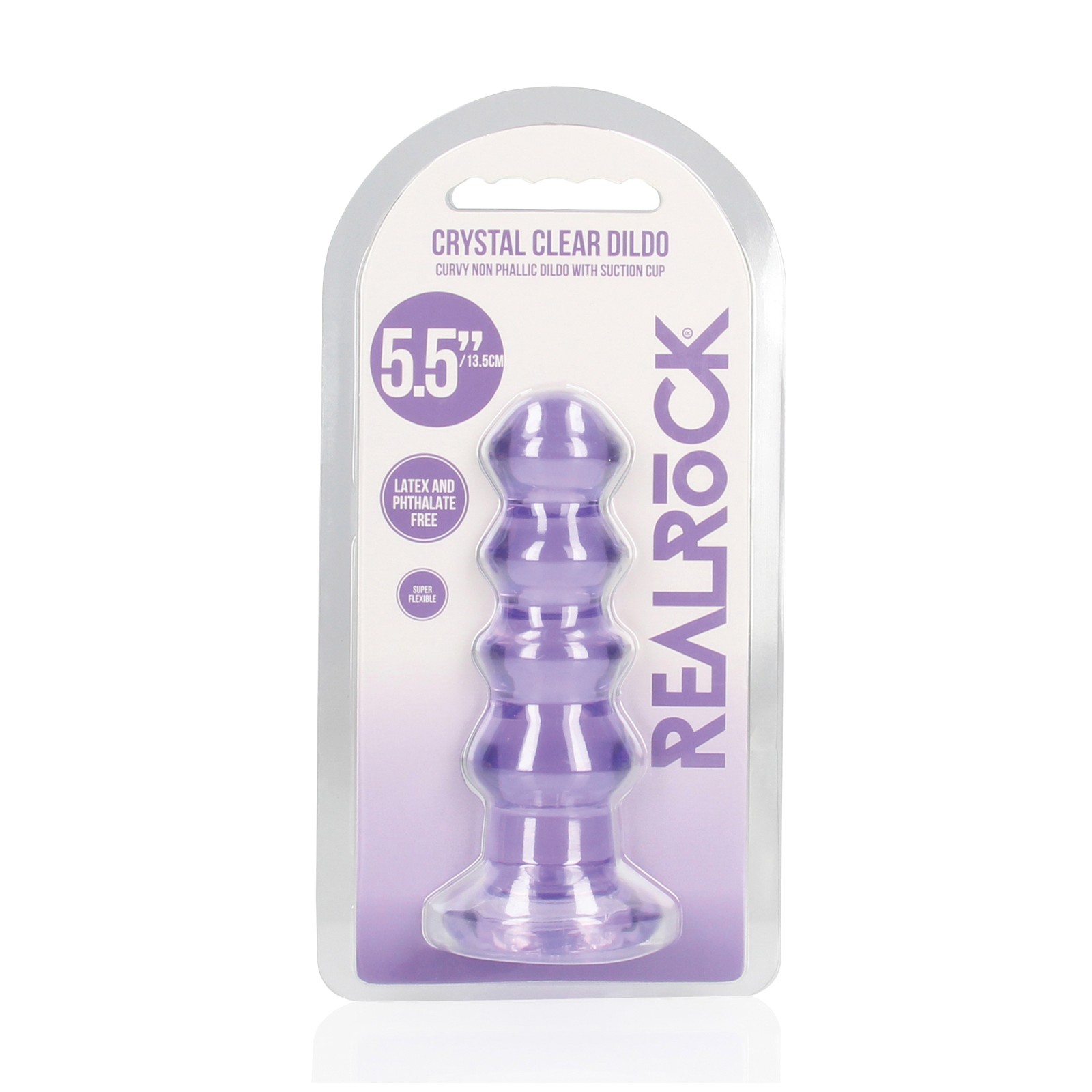 Shots RealRock Crystal Clear 5.5" Dildo/Butt Plug - Purple