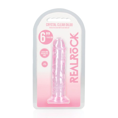 Shots RealRock 6" Clear Dildo with Suction Cup - Pink