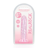 Dildo Transparente de 6" con Ventosa - Rosa de Shots RealRock