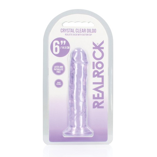 Shots RealRock Crystal Clear 6 Inch Dildo with Suction Cup Purple