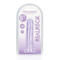 Shots RealRock Crystal Clear 6 Inch Dildo with Suction Cup Purple