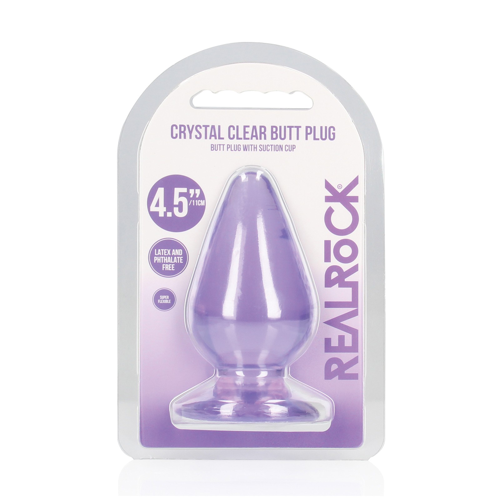 Shots RealRock Crystal Clear 4.5" Anal Plug - Purple