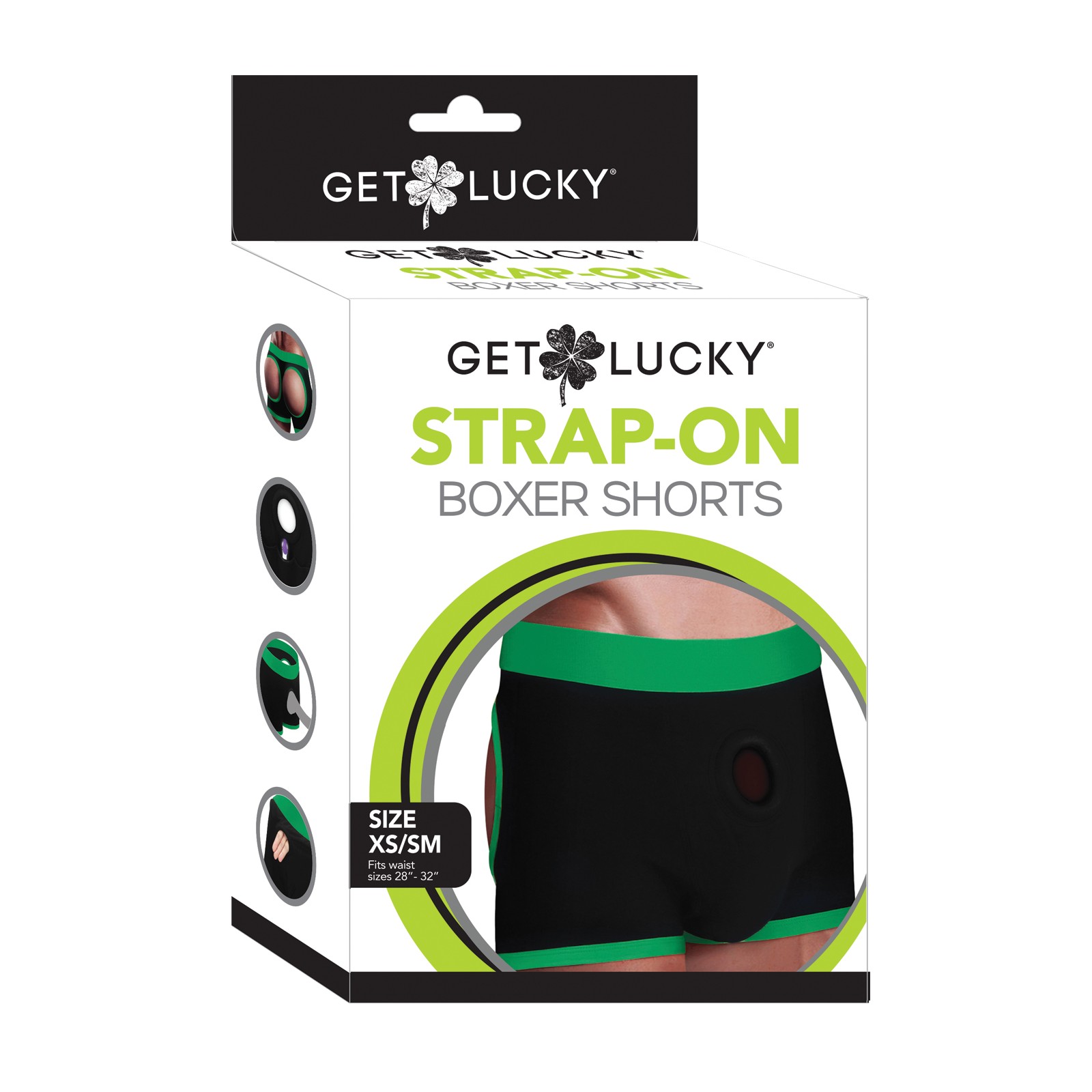 Get Lucky Strap-On Boxers XS-S Black Green for Ultimate Pleasure