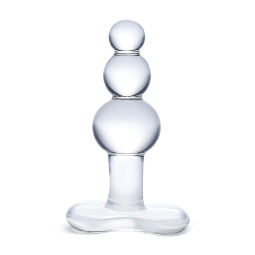 Glas Beaded Glass Butt Plug - 4 Inch Clear